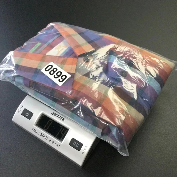 Vintage Men's Countess Mara Plaid Shirt Orange Purple Size Medium 18.5 - Picture 10 of 11